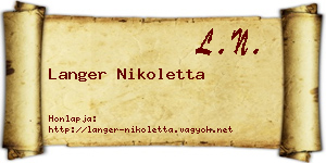 Langer Nikoletta névjegykártya